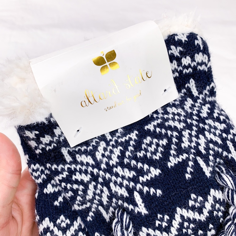 Altar'd State Navy & White Sweater Slipper Socks - Picture 2 of 3